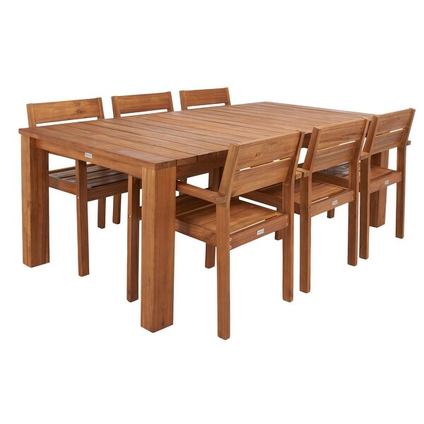 SAFAVIEH Outdoor Hestia Solid Wood 7Piece Dining Set