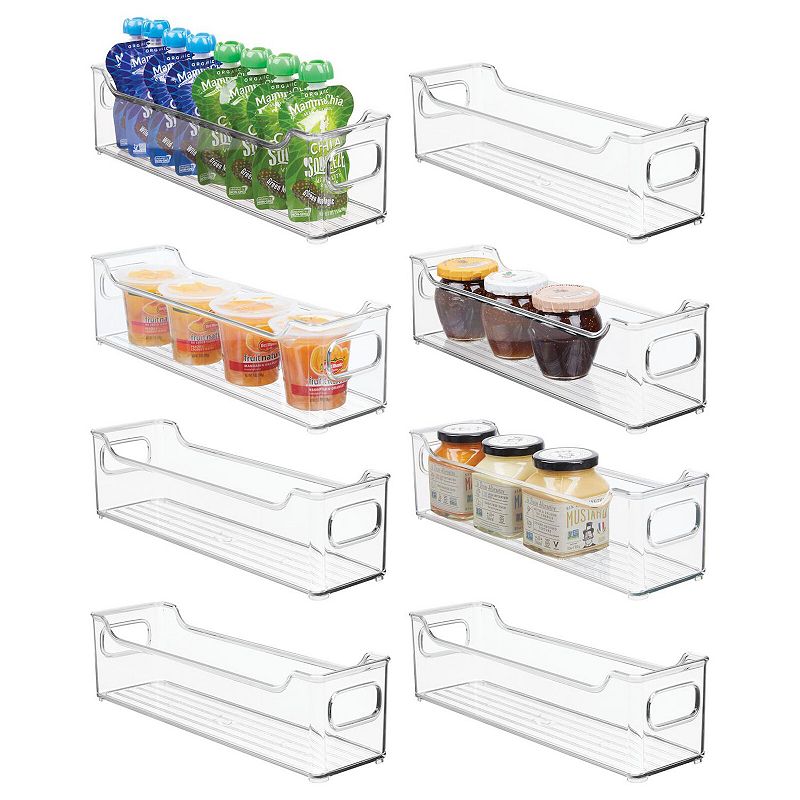 mDesign 14.5 x 4 x 4 Slim Side Dip Plastic Storage Organizer Bin for Home and Kitchen， 8 Pack