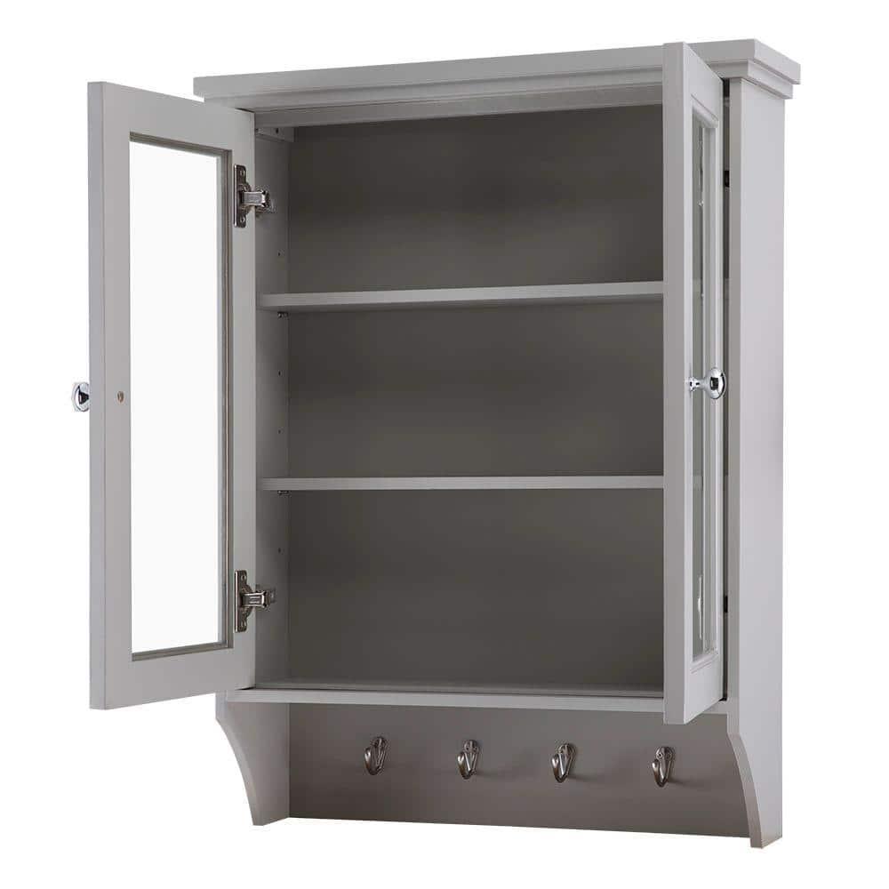 Home Decorators Collection Gazette 2312 in W x 31 in H x 712 in D Bathroom Storage Wall Cabinet with Glass Doors in Grey