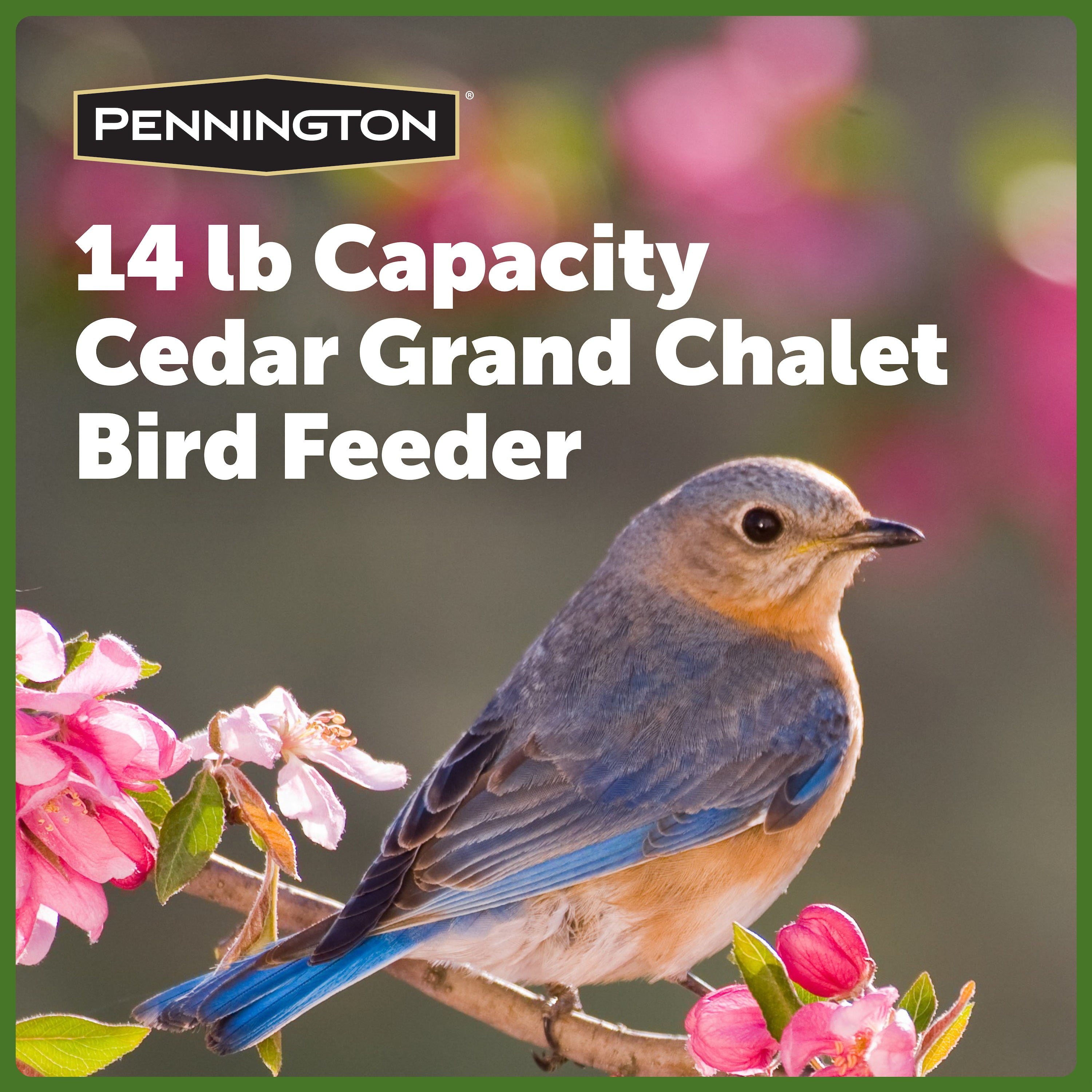 Pennington Red Cedar Grand Chalet Wild Bird Feeder， 14 lb. Capacity， 1 Pack