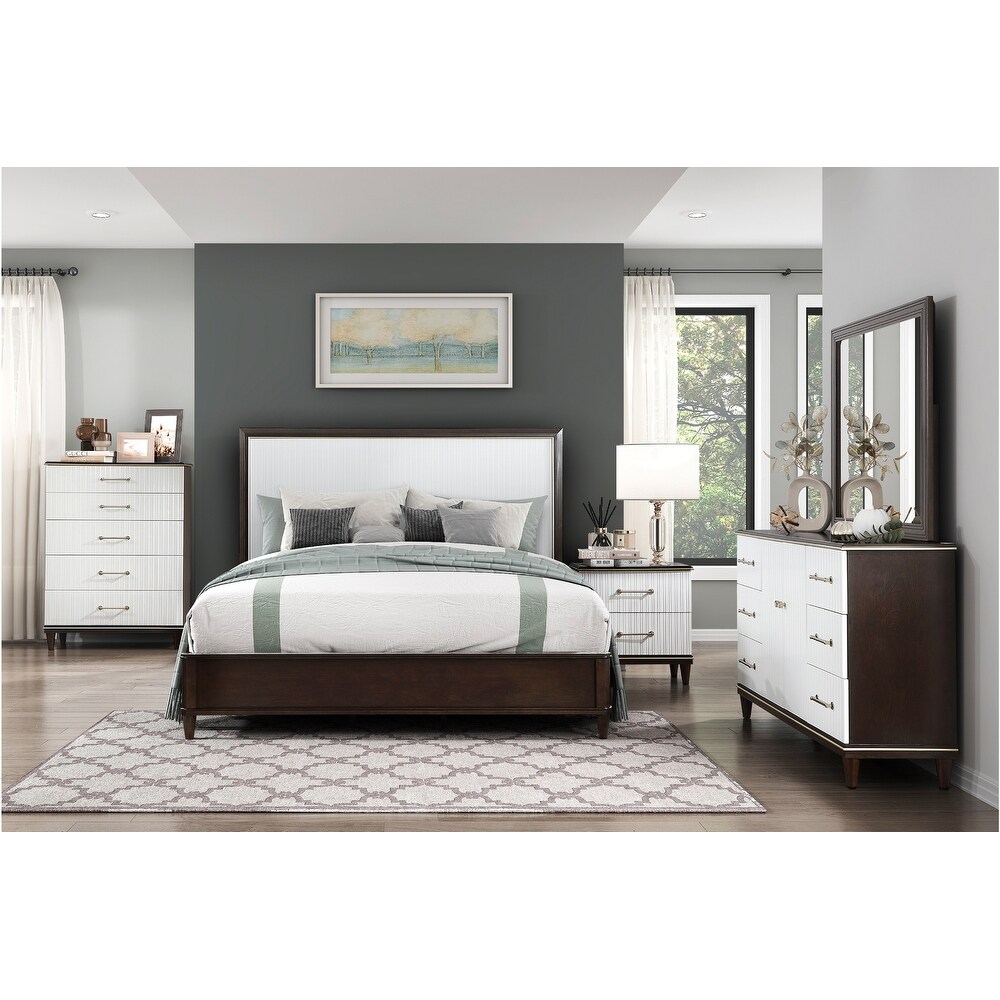 Eden 5 Piece White Espresso Panel Bedroom Set