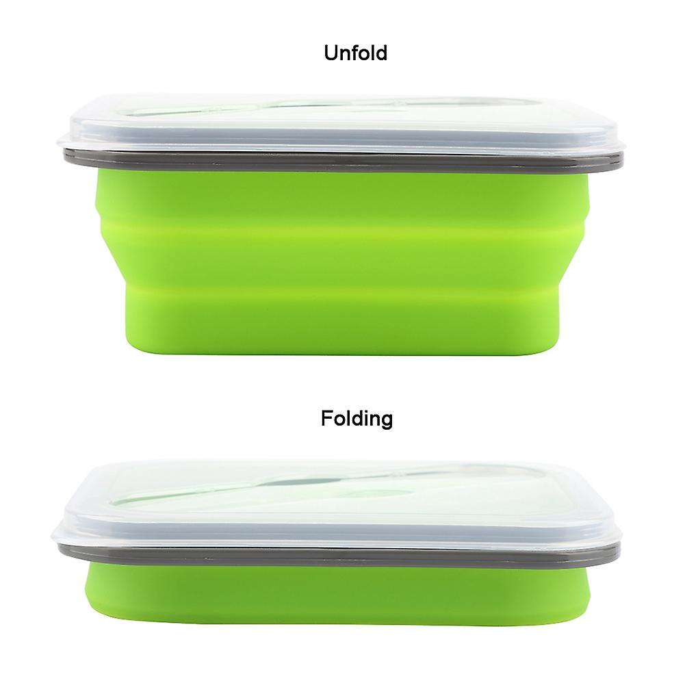 600ml Silicone Collapsible Portable Lunch Box Bowl Folding Food Storage Container Green