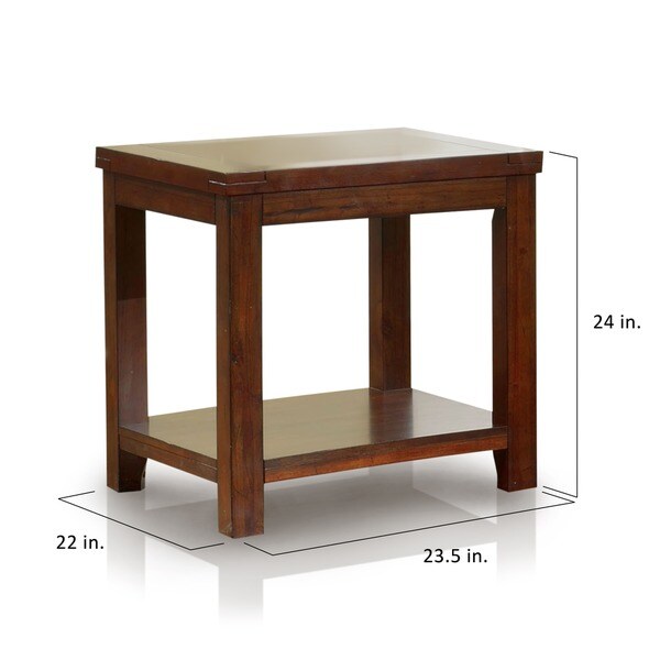 Furniture of America Llat Farmhouse Cherry 24-inch 1-shelf Side Table