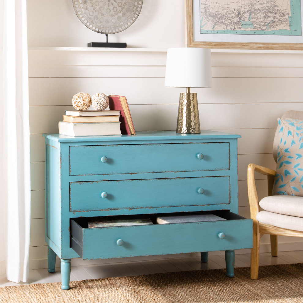 Safavieh Talbet Storage Chest  Distressed Blue   Farmhouse   Accent Chests And Cabinets   by HedgeApple  Houzz