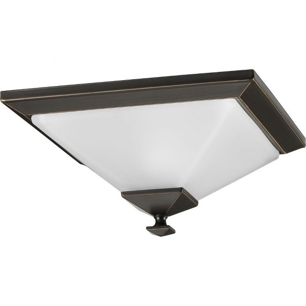 Progress Lighting Clifton Heights 1 light Flush Mount Brushed Nickel Etched Glass Shade