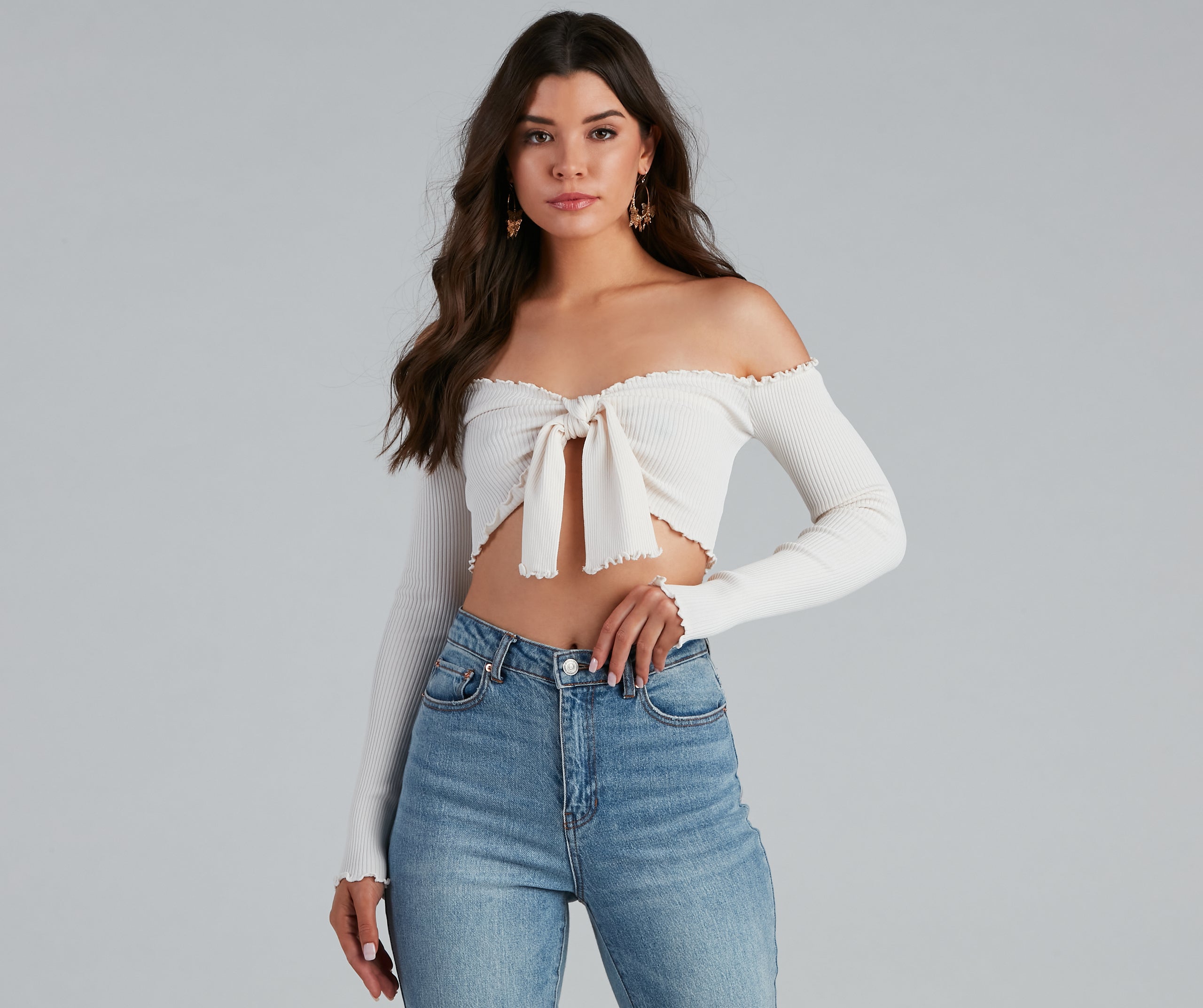 A Trendy Look Tie-Front Crop Top