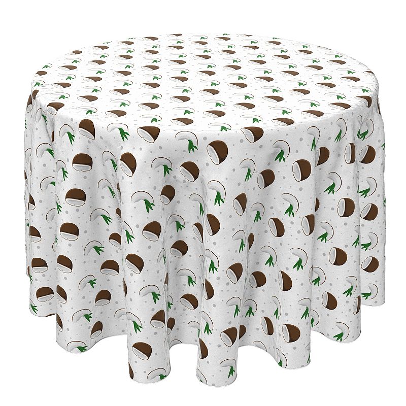 Round Tablecloth， 100% Cotton， 60 Round， Coconut Tropics