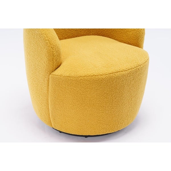 Soft Thicken Upholstered Fabric Swivel Accent Armchair Barrel Chair with Black Powder Coating Metal Ring