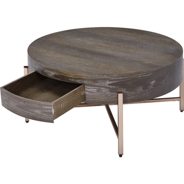 Metal Frame Coffee Table in Dark Oak and Champagne Finish