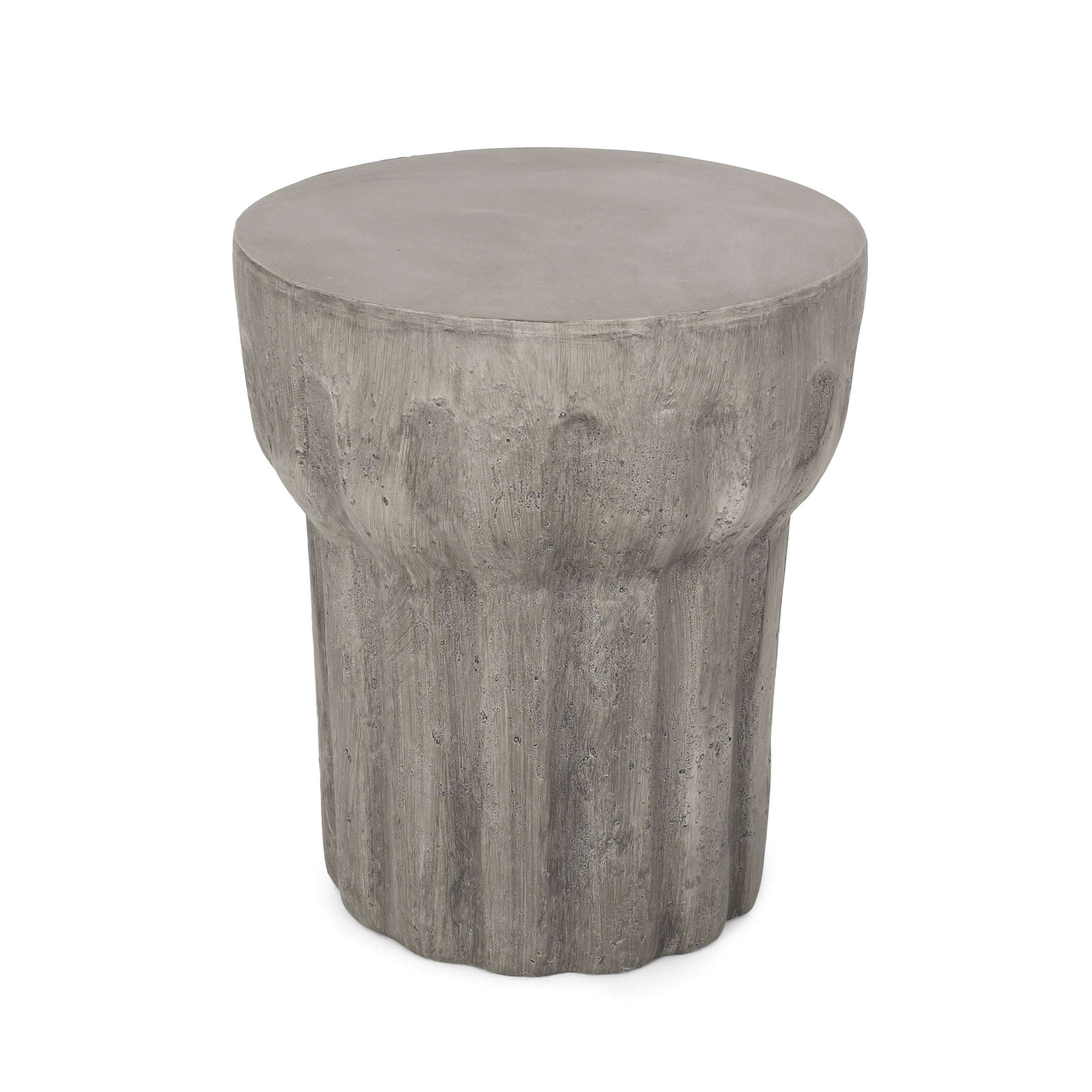 Carmello Outdoor Contemporary Lightweight Concrete Accent Side Table