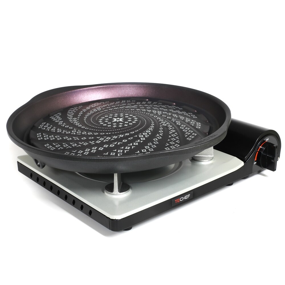 TECHEF Stovetop Korean BBQ Nonstick Grill Pan with Agni Portable Gas Stove Burner