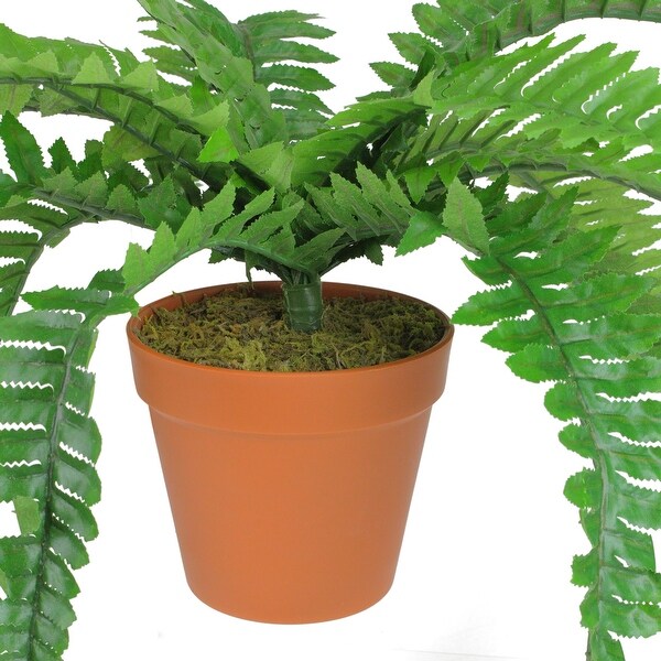 Potted Artificial Long Green Boston Fern Plant