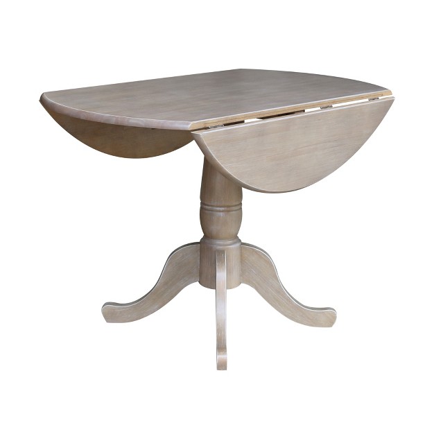 Nathaniel Round Dual Drop Leaf Pedestal Table Gray Taupe International Concepts