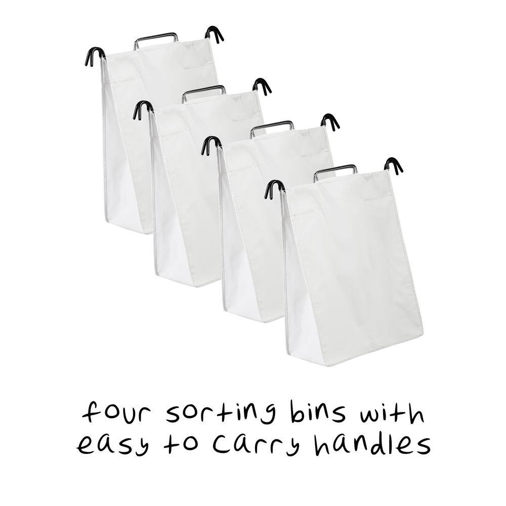 Honey-Can-Do WhiteChrome Steel and Poly-cotton 4-Compartment Laundry Sorter SRT-09453