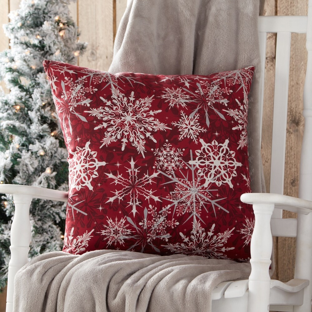 Snowflakes 18 inch Holiday Throw Pillow