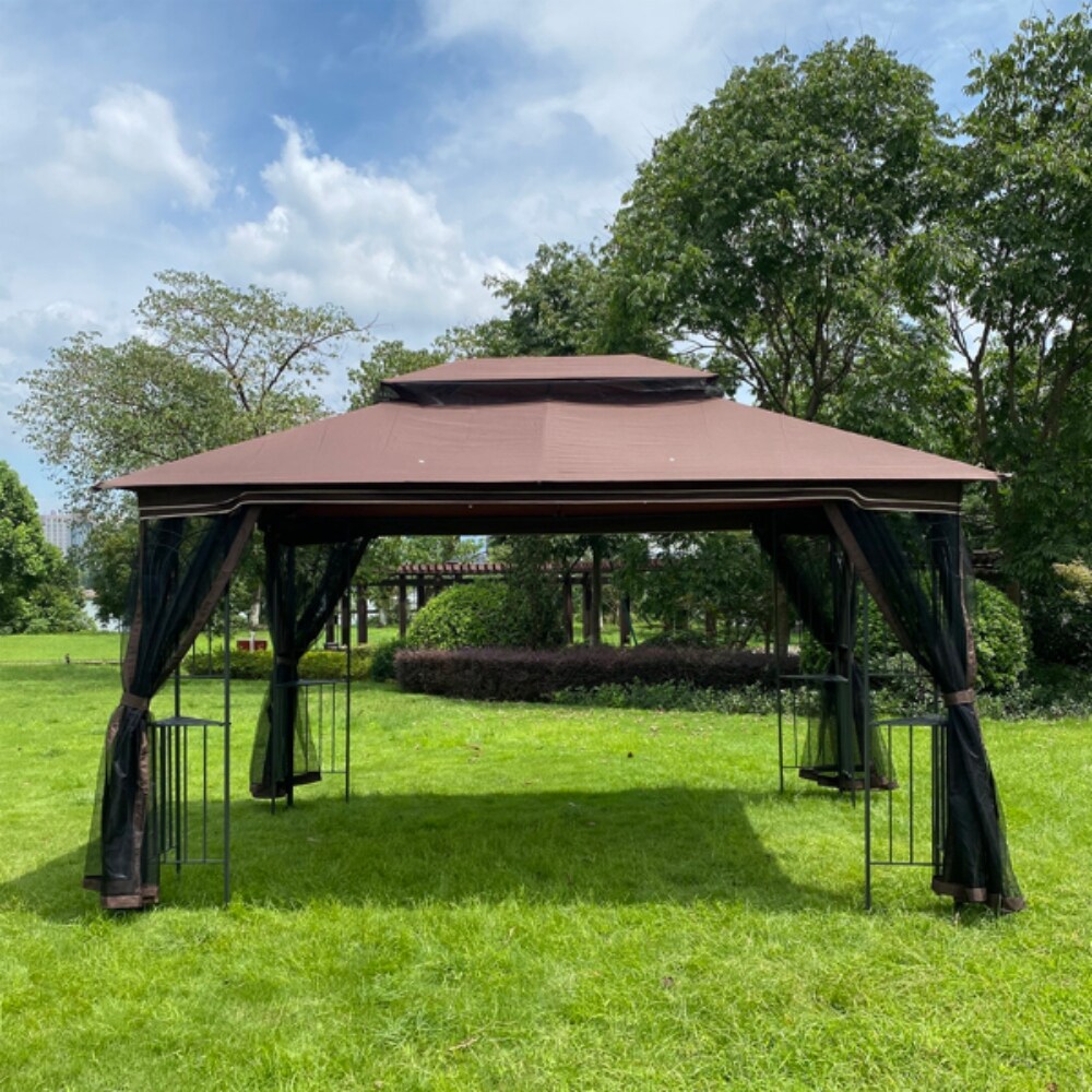 Outdoor Patio Gazebo Canopy Tent With Ventilated Double Roof And Mosquito Net  Suitable for Lawn