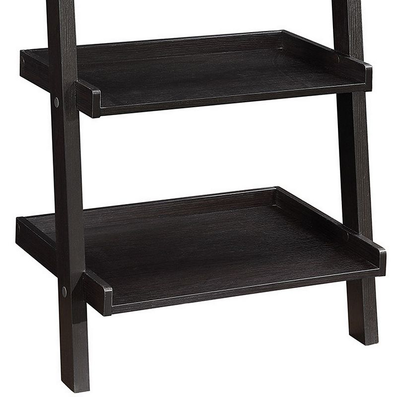 Sleek Wooden Ladder Bookcase with 5 Shelves， Brown