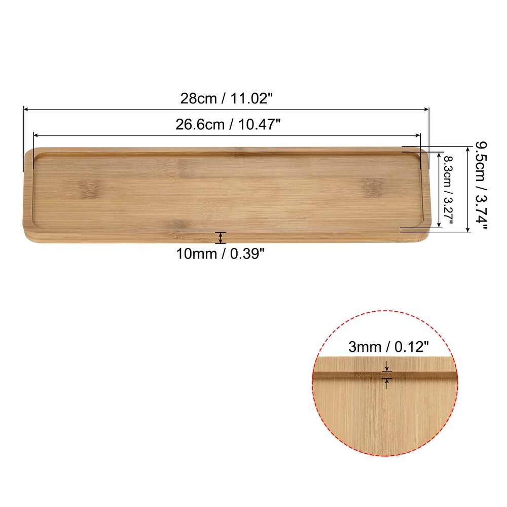 Plant Pot Saucer  28x9.5cm Bamboo Rectangular Flower Drip Tray Indoors   Natural Wooden Color