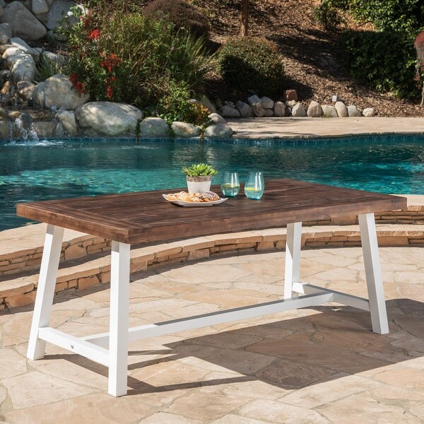 Outdoor Sandblast Finished Dining Table with Rustic Metal Finished Iron Legs