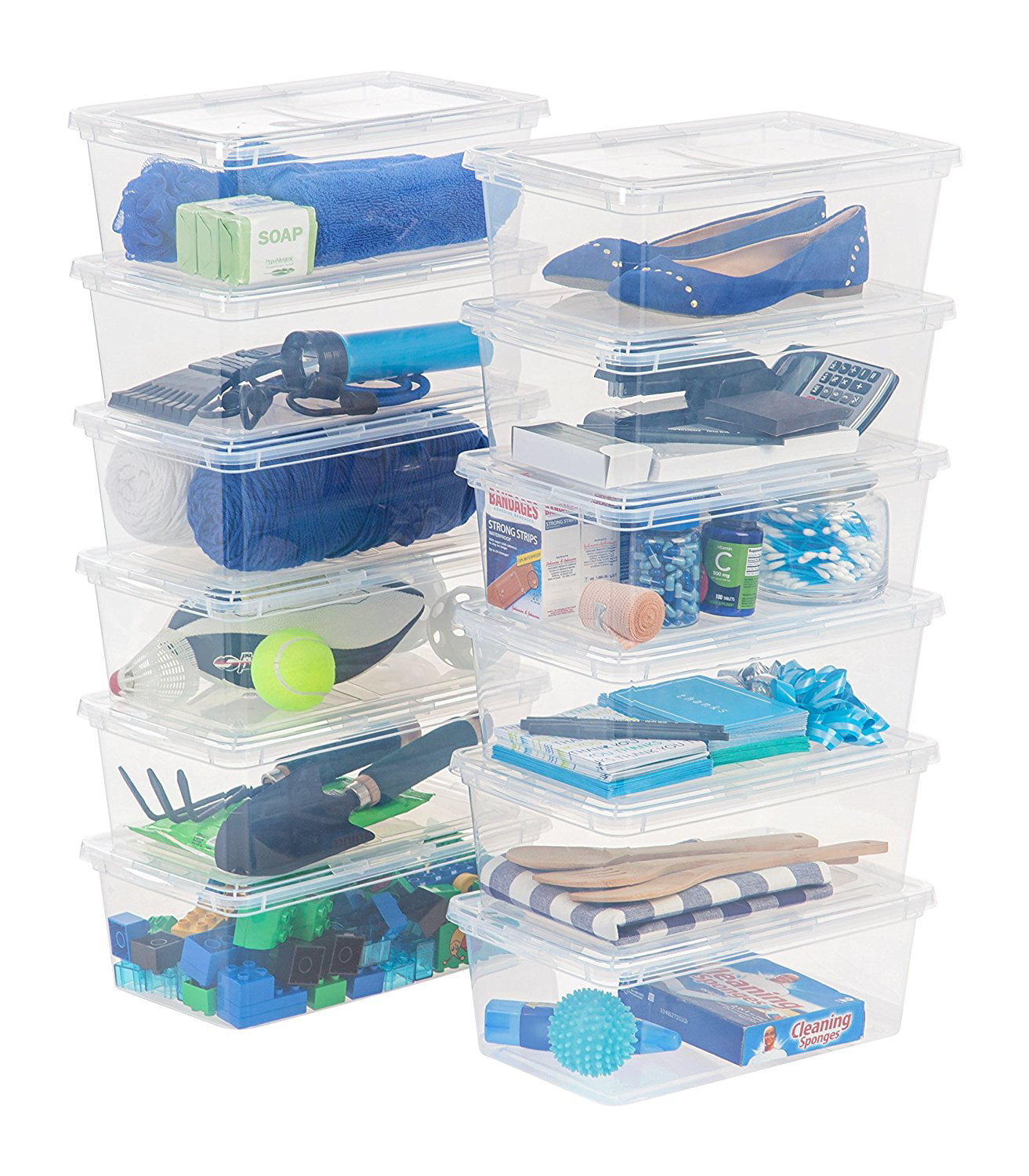 IRIS USA 6 Qt Clear Storage Latch Box, Set of 12