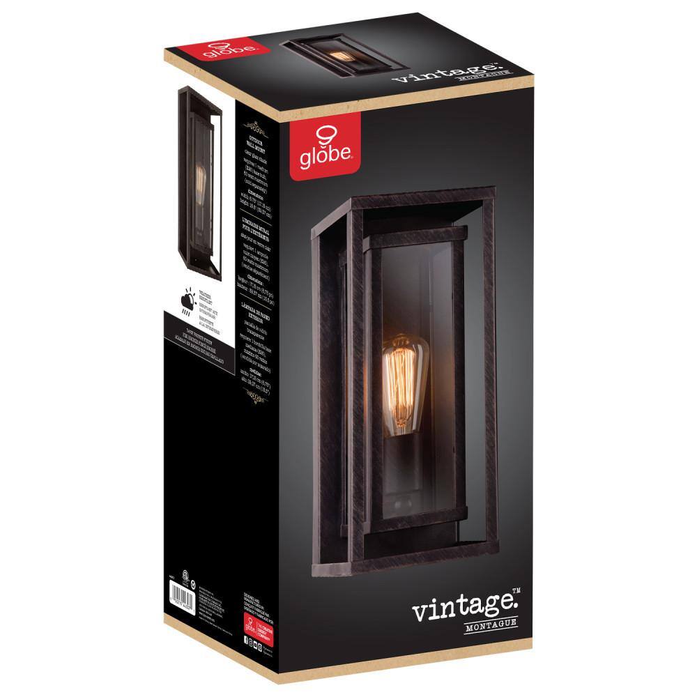 Globe Electric Montague Dark Bronze Rustic Outdoor 1-Light Wall Sconce 44307