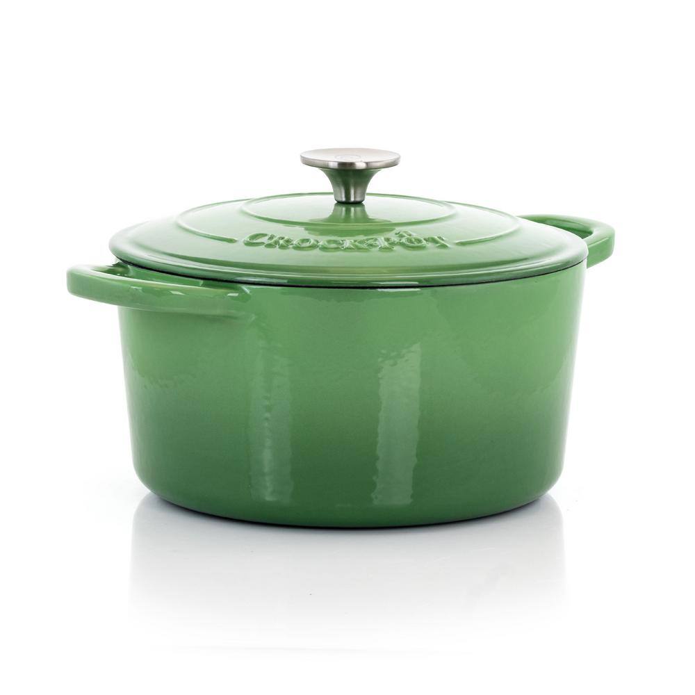 Crock-Pot Artisan 5 qt. Round Cast Iron Nonstick Dutch Oven in Pistachio Green with Lid 985113368M