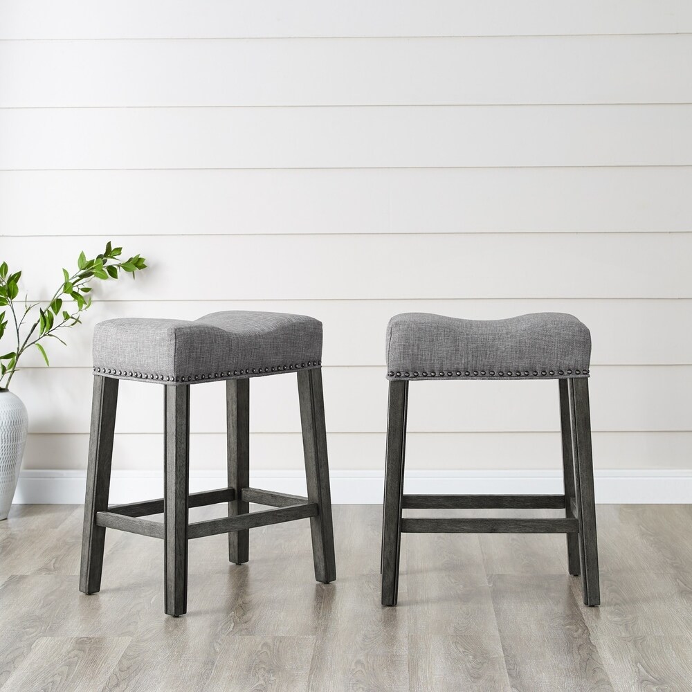 The Gray Barn Barish Backless Saddle Seat Counter Stools (Set of 2)