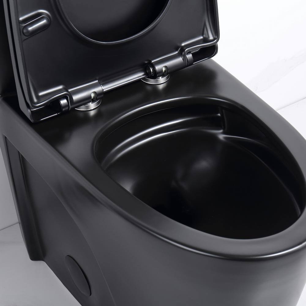 Stivier 12 in. Rough-In 1-Piece 1.11.6 GPF Dual Flush Elongated Toilet in Black. Seat Included OT-1MB-PS