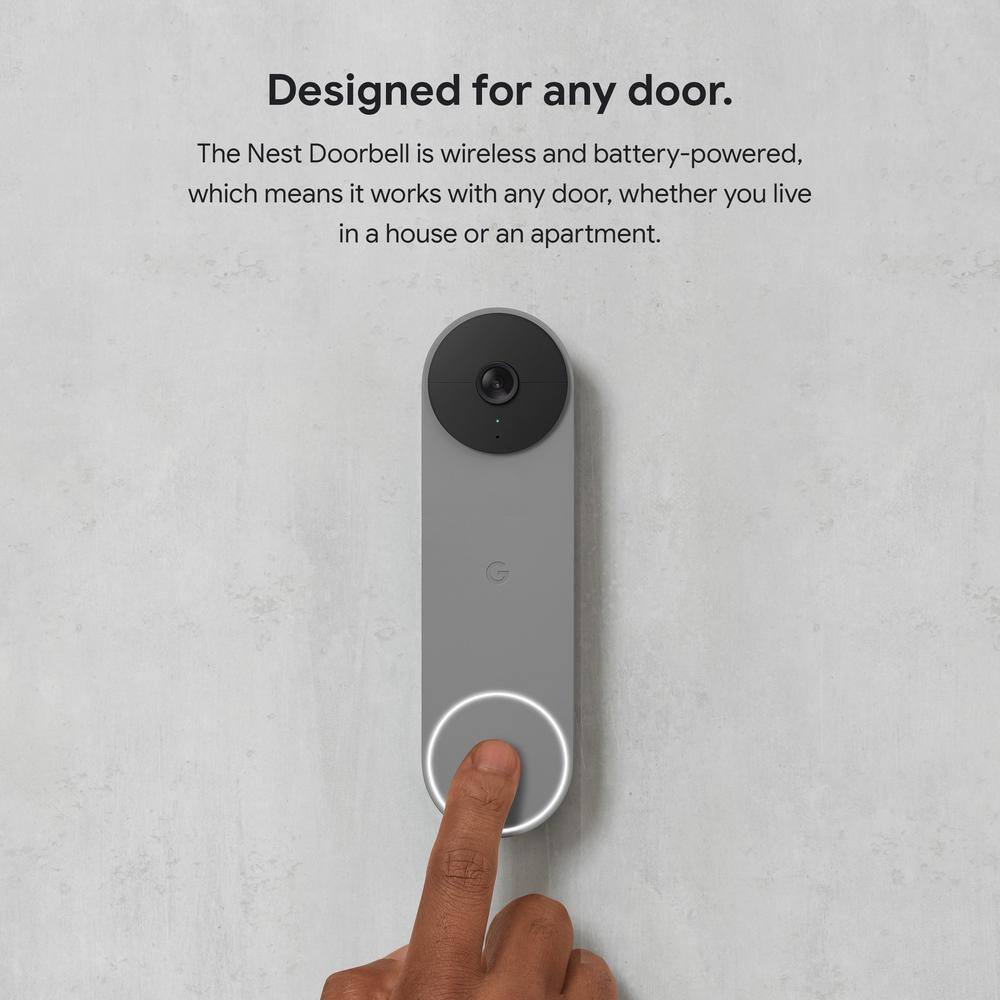 Google Nest Doorbell (Battery) - Smart Wi-Fi Video Doorbell Camera - Ash GA02076-US