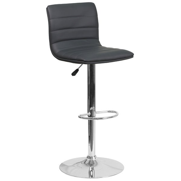 Modern Vinyl Adjustable Height Barstool with Horizontal Stitch Back - 16