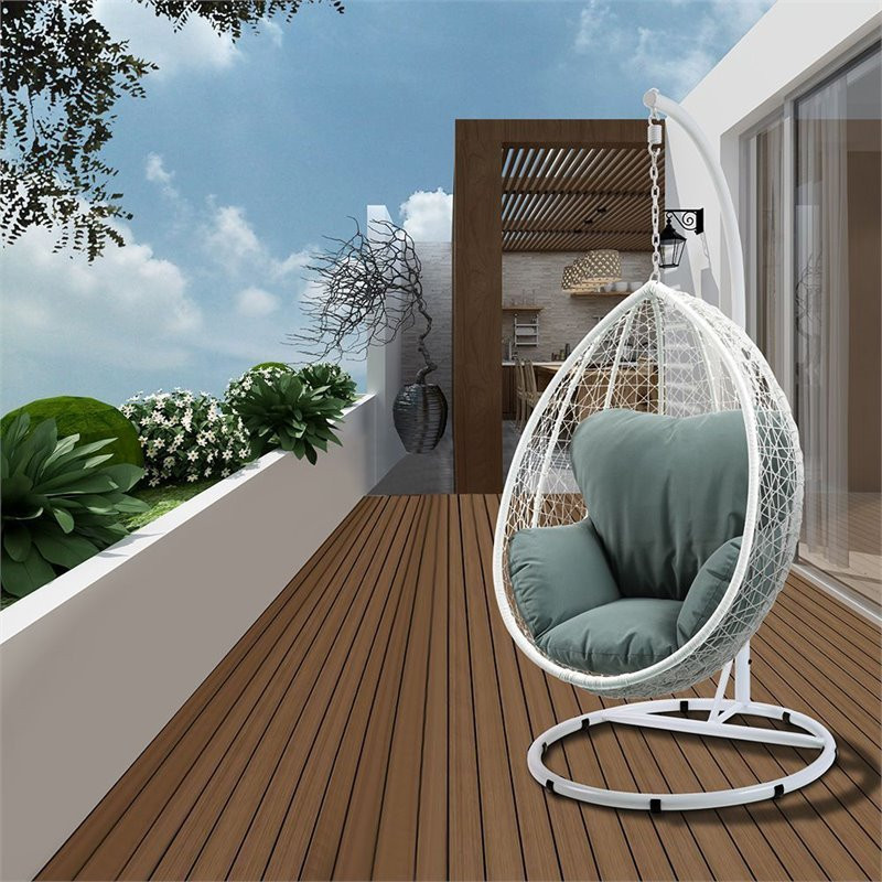 Afuera Living Patio Swing Chair in Green and White   Contemporary   Hammocks And Swing Chairs   by Homesquare  Houzz