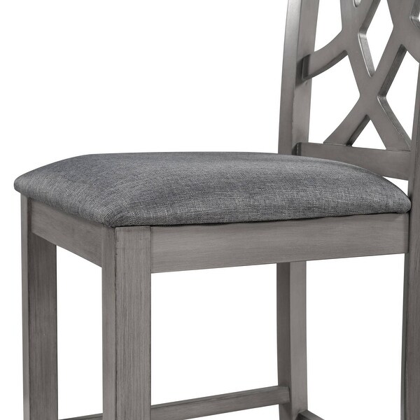 WIJCK Farmhouse 2 Piece Round Counter Height Kitchen Dining Chairs with Cross Back Gray - as picture