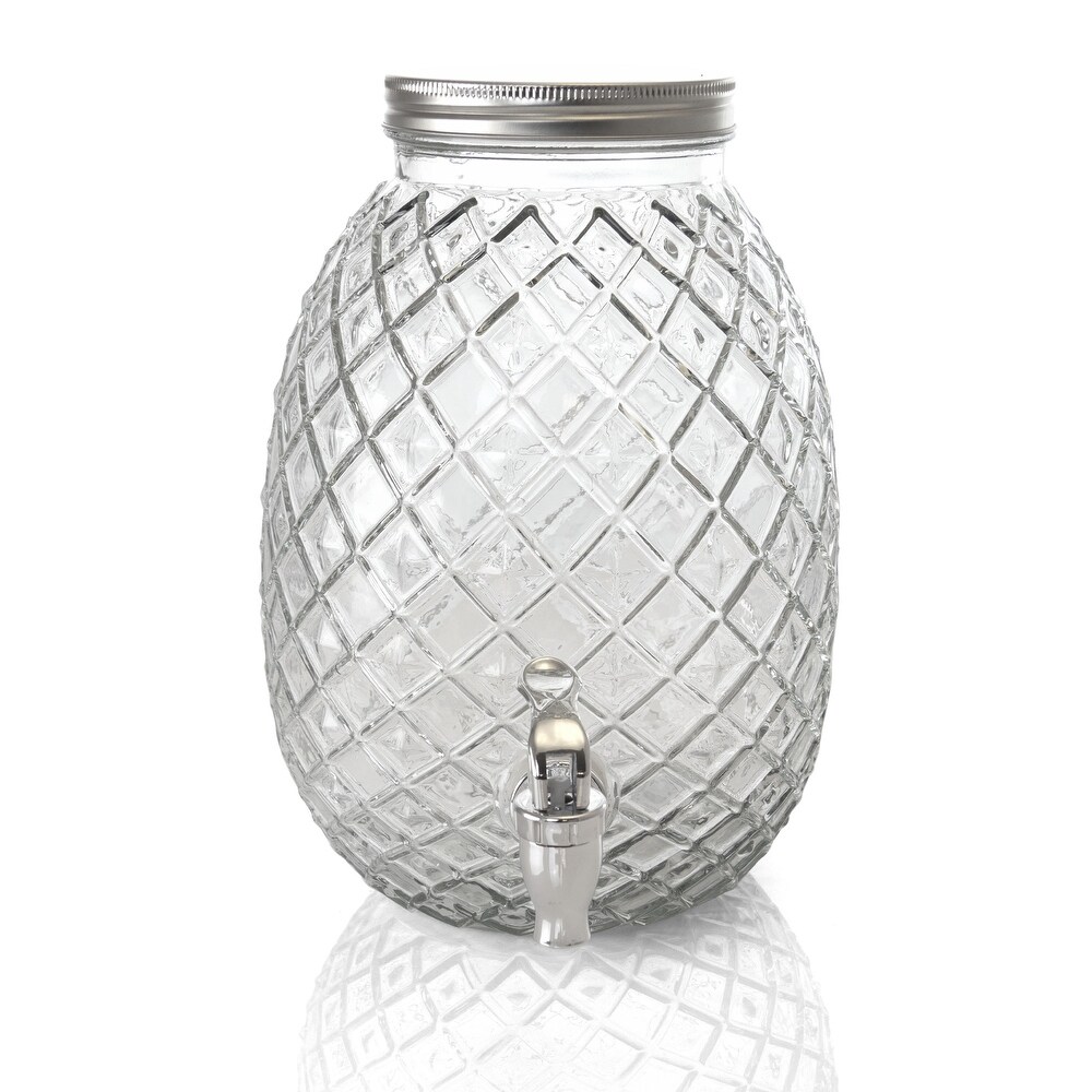 1.2 Gallon Pineapple Clear Glass Drink Dispenser