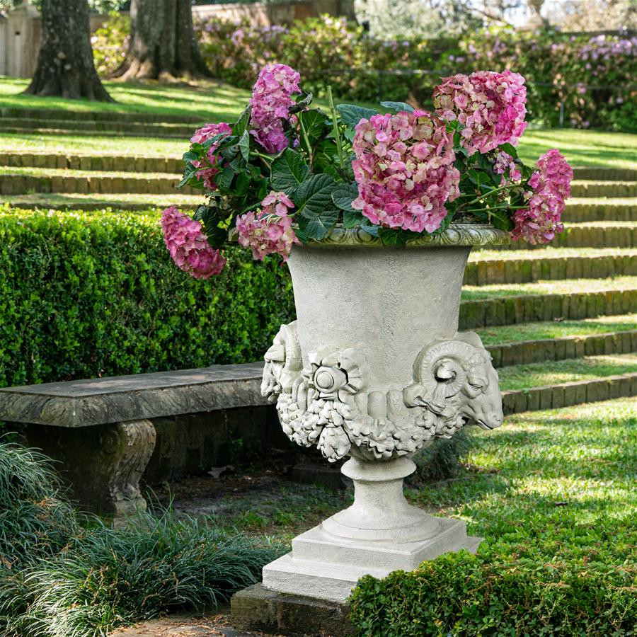 Design Toscano Hermes Rams Head Garden Urn   Traditional   Outdoor Pots And Planters   by Kolibri Decor  Houzz