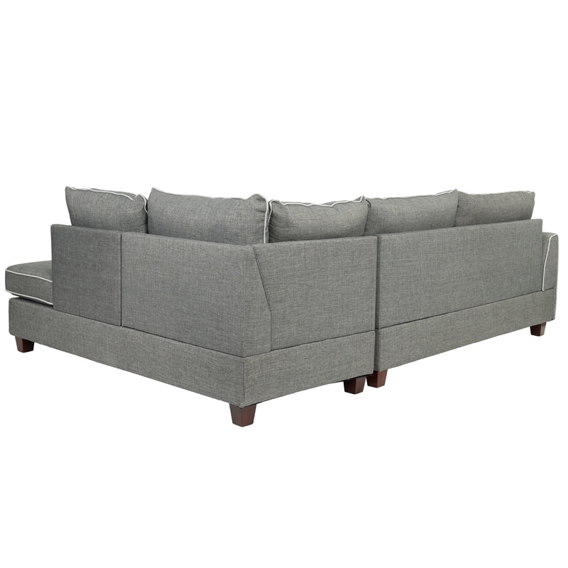 Bobkona Rianne Dorris Reversible Sectional with Storage Ottoman set in Slate.