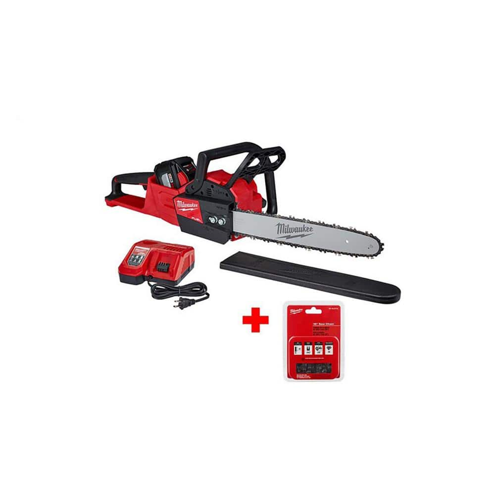 Milwaukee M18 FUEL 16 in 18Volt LithiumIon Brushless Battery Chainsaw Kit with 120Ah  16 in Hand Chainsaw