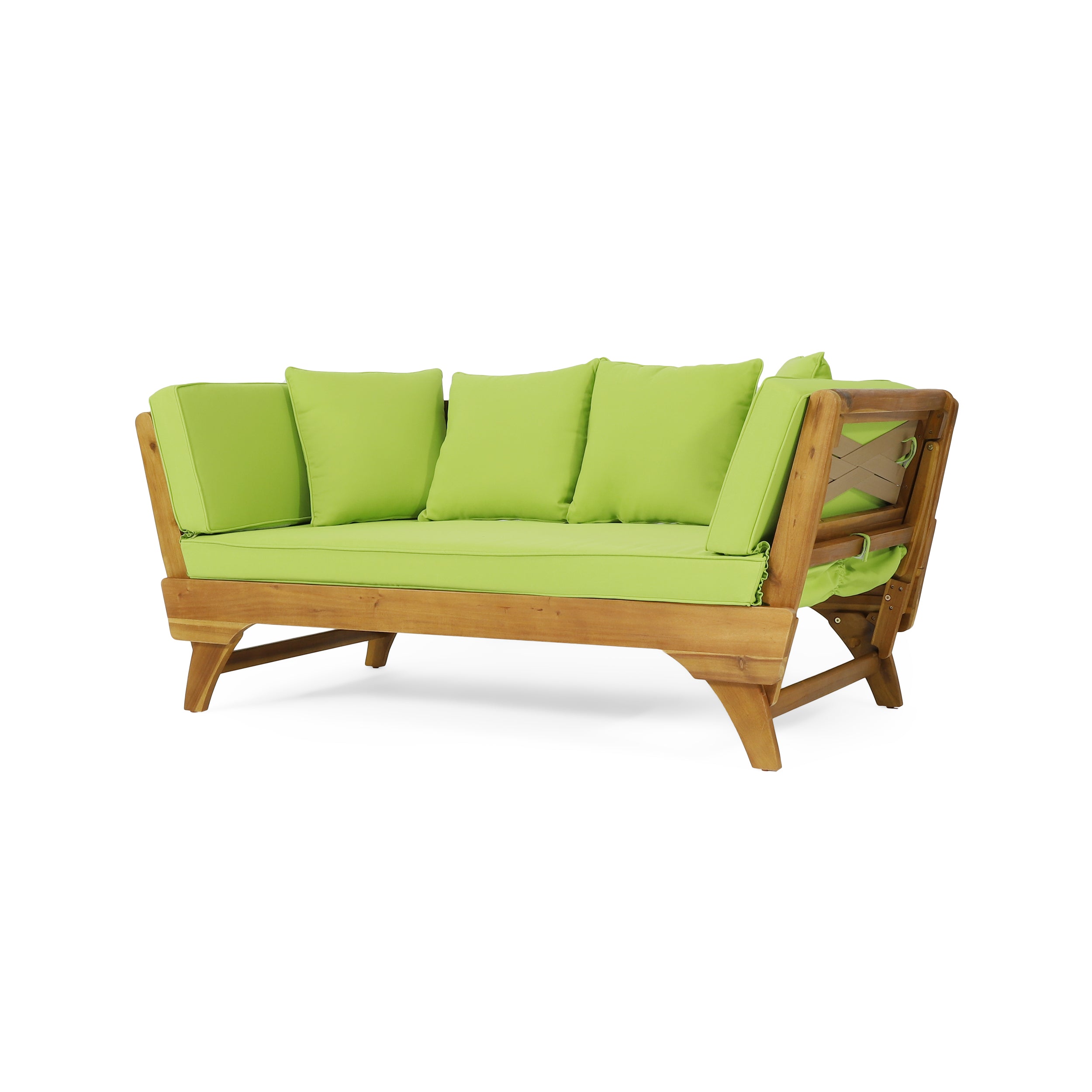 Oceanna Outdoor Acacia Wood Expandable Daybed with Cushions