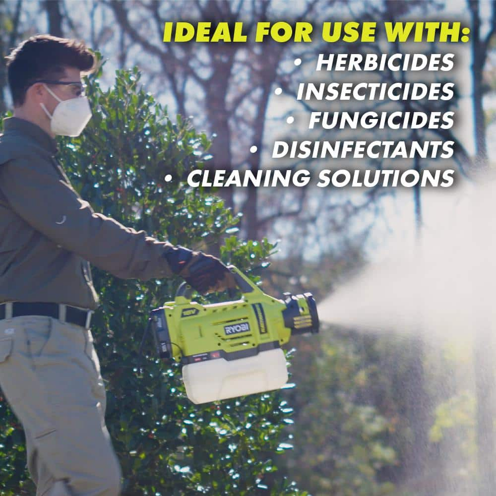 RYOBI ONE 18V 100 MPH 325 CFM Cordless Battery Jet Fan Leaf Blower wElectrostatic Sprayer 40 Ah Battery and Charger