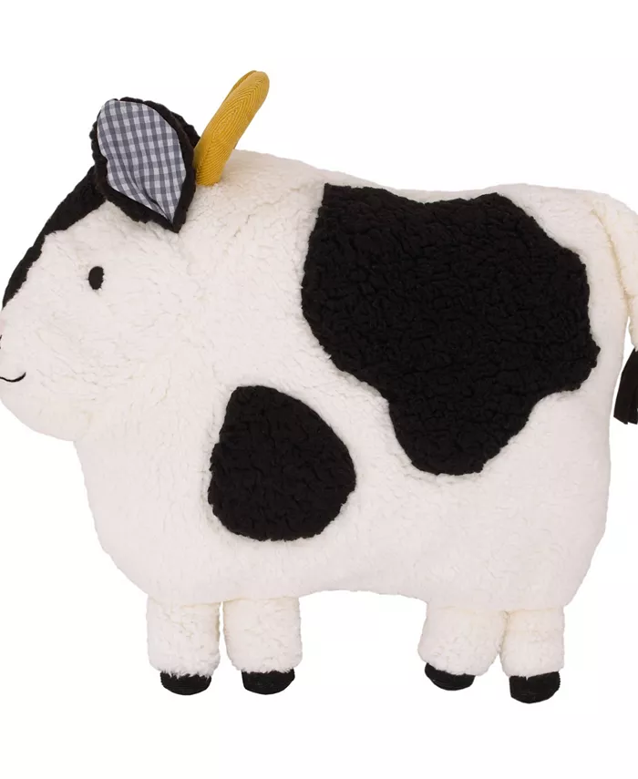 NoJo Plush Sherpa Cow Decorative Throw Pillow with 3D Ears  16 x 14.25