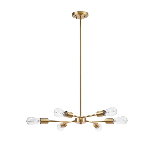 Tetra 6 light Matte Brass Chandelier Globe Electric