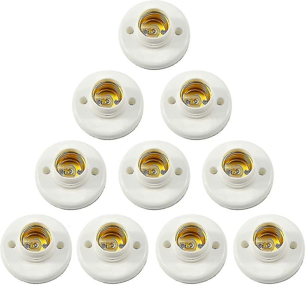 E27 Lamp Holder Plastic Screw Socket Wall Mounted Led Bulb Base Converter Adapter Holders For E27 Bulb Round Plastic Screw Socket For Light Bulb Socke