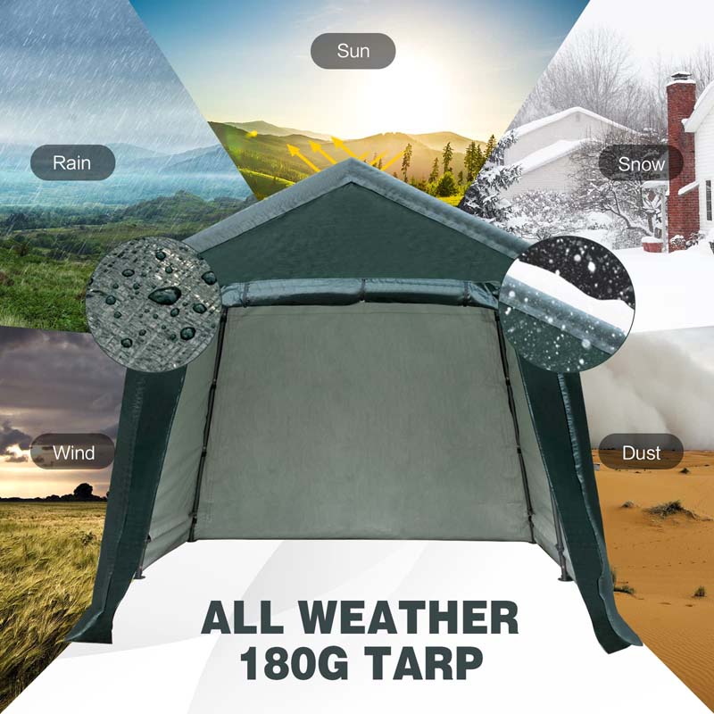 8 x 14 FT Heavy Duty Steel Enclosed Carport Car Tent Canopy Outdoor Garage Storage Shelter Shed with Waterproof Ripstop Cover