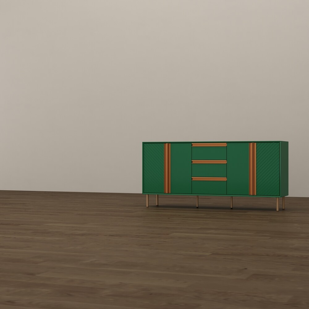 Sideboard Buffet Cabinet with Doors and Adjustable Shelf Emerald green   63\