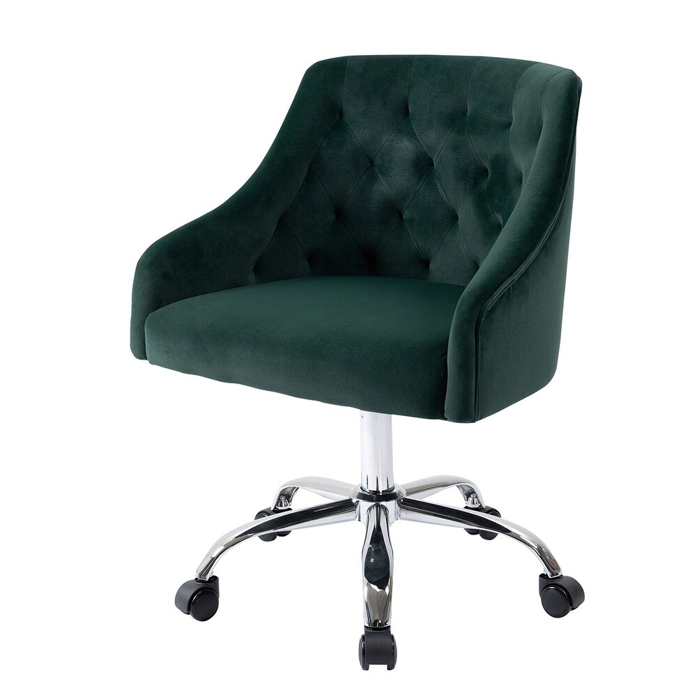 Velvet Office Chair Height Adjustable Swivel Upholstered Chair Wheels