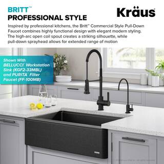 KRAUS Britt Single-Handle Pull-Down Sprayer Kitchen Faucet in Matte Black KPF-1691MB