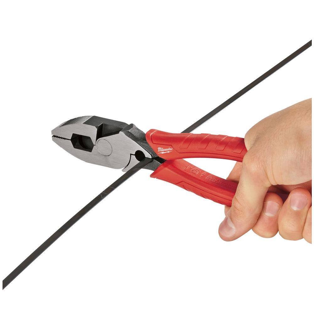 MW 2-Piece 9 in. High Leverage Lineman's Pliers with Crimper  Long Nose Pliers Set 48-22-6100-48-22-6101