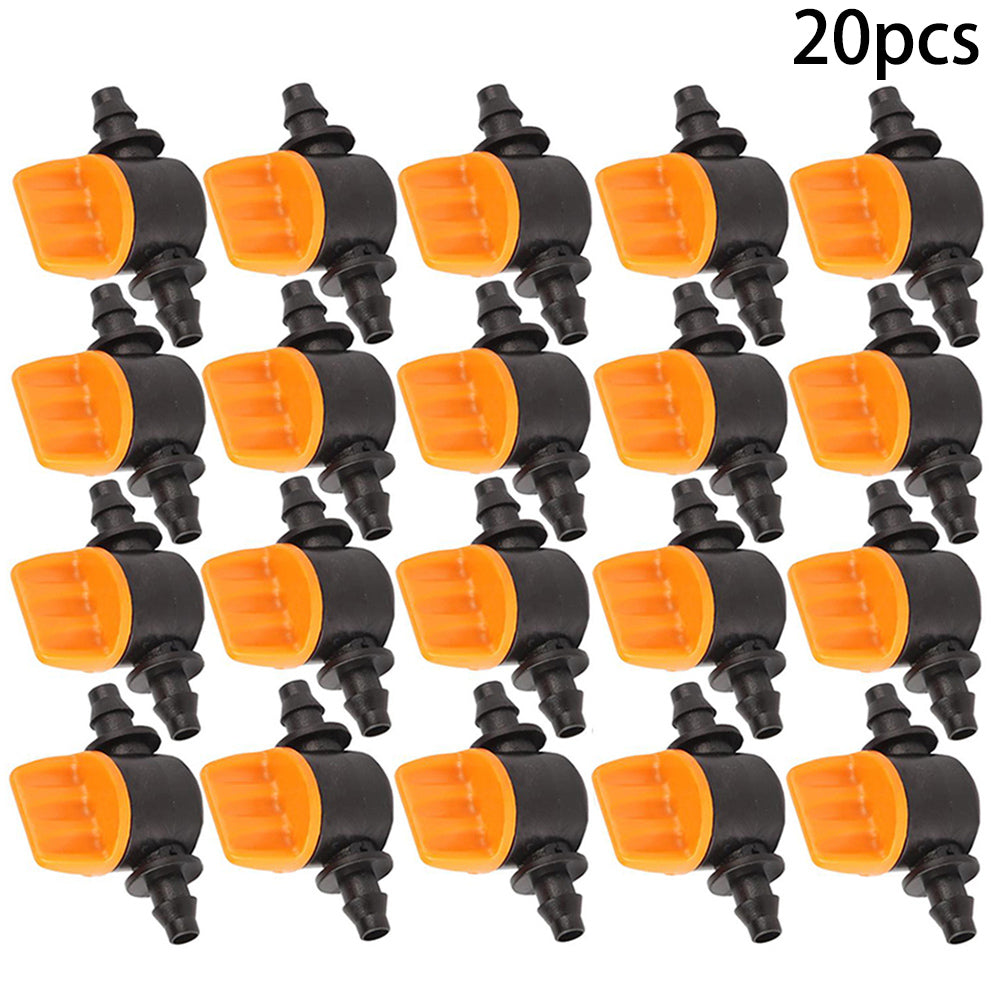 QFEI 20Pcs Mini Valve For 4/7mm Hose Irrigation Barbed Water Flow Control Valve