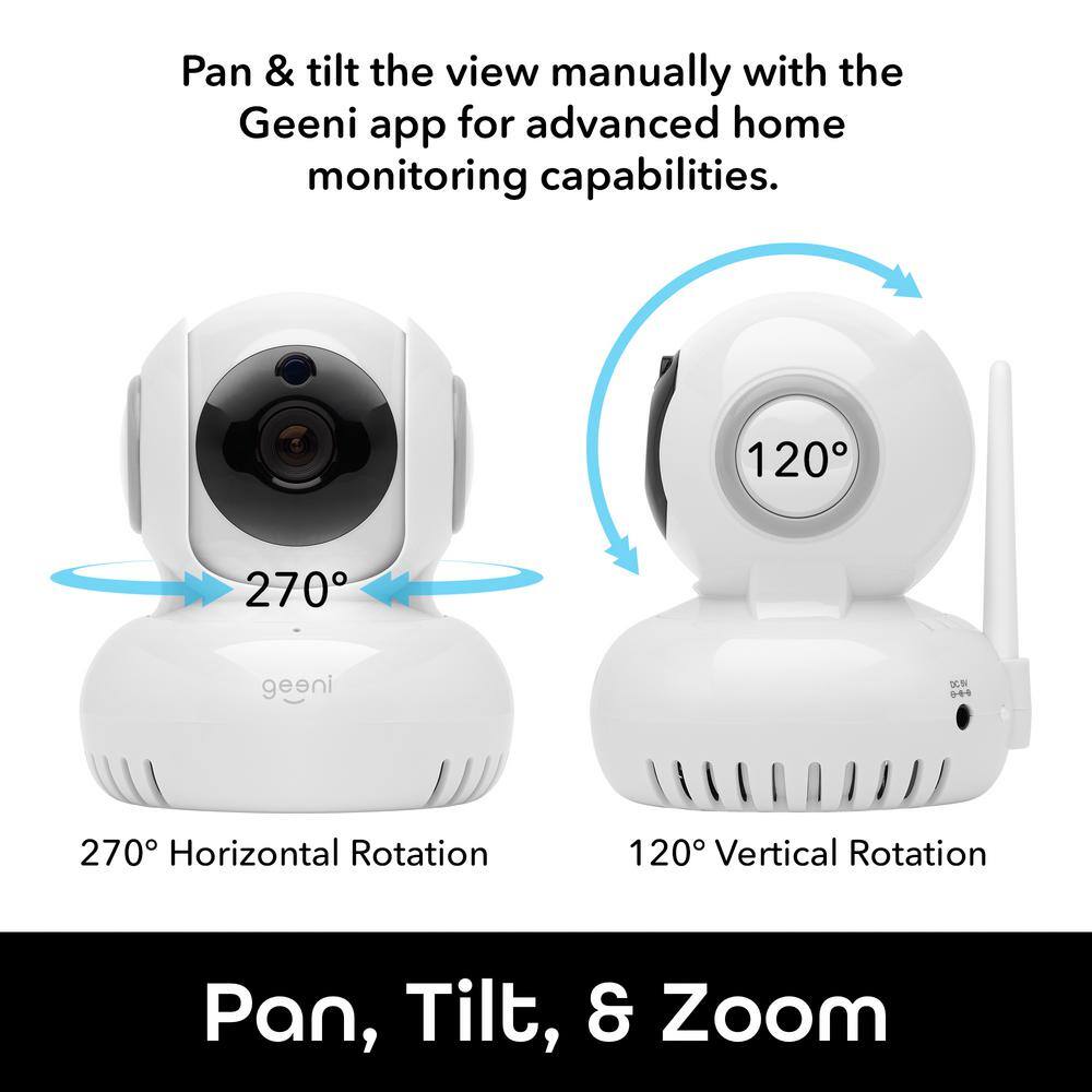 Geeni Sentinel 720p Pan and Tilt 2-Way Talk Motion Detection Indoor Mini Wi-Fi Standard Surveillance Camera White GN-CW010-199