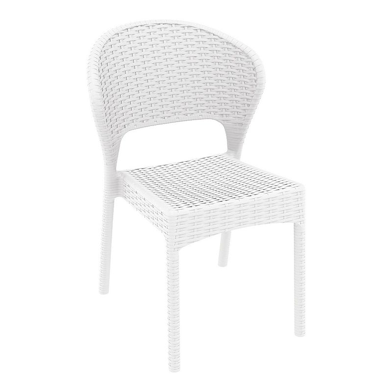 32 White Patio Wickerlook Stackable Dining Chair