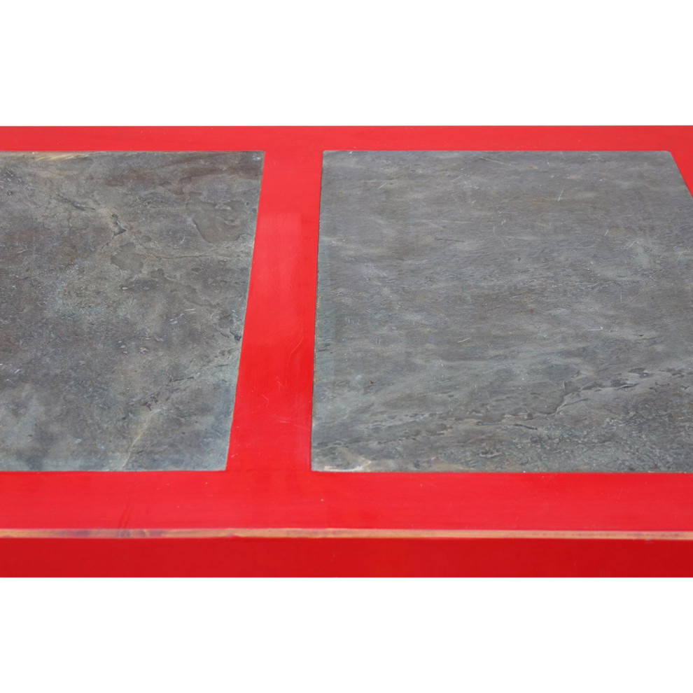 Red Lacquer Stone Top Contemporary Coffee Table   Low Table s049   Contemporary   Coffee Tables   by Golden Lotus Antiques  Houzz